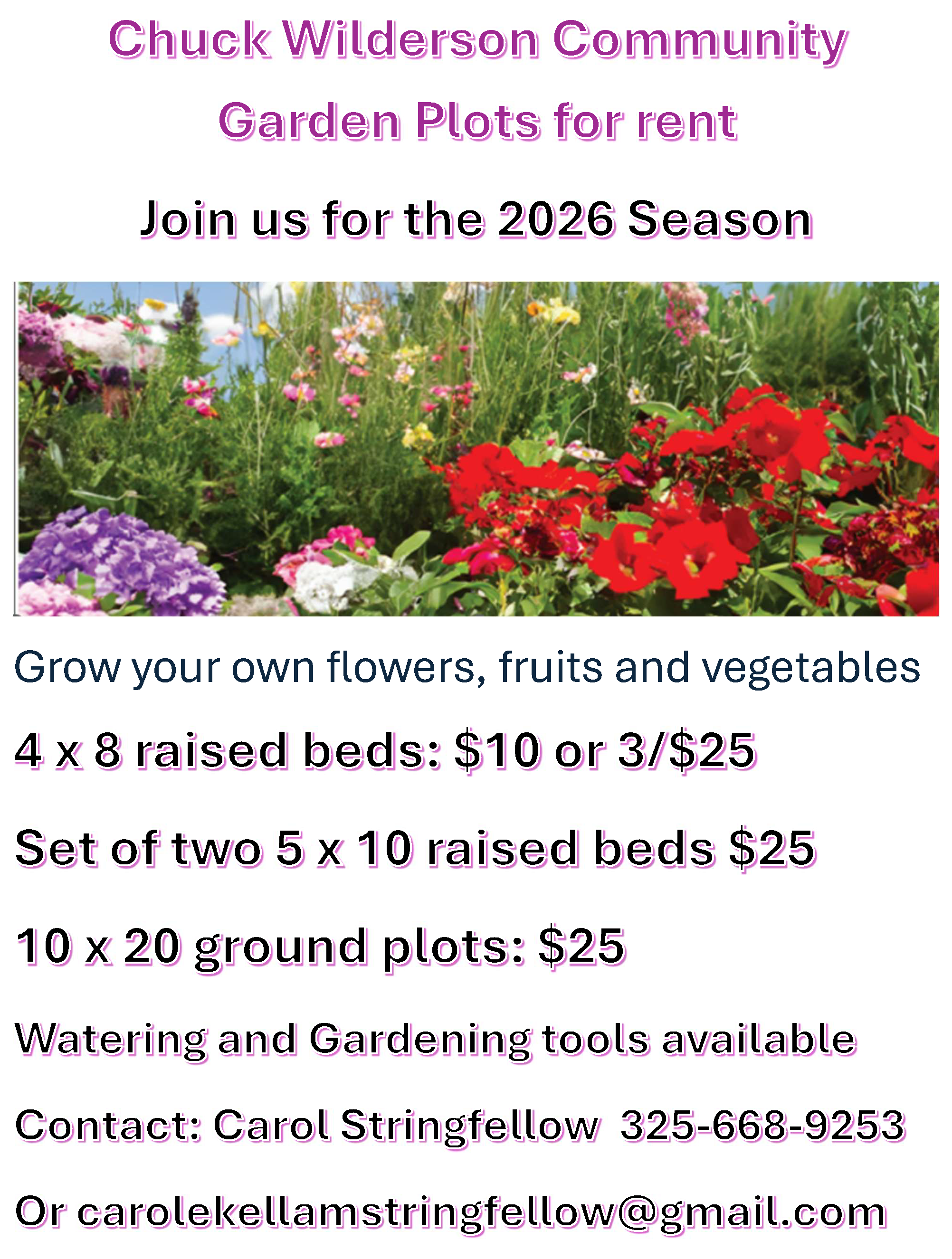 2026 Garden Plots for rent